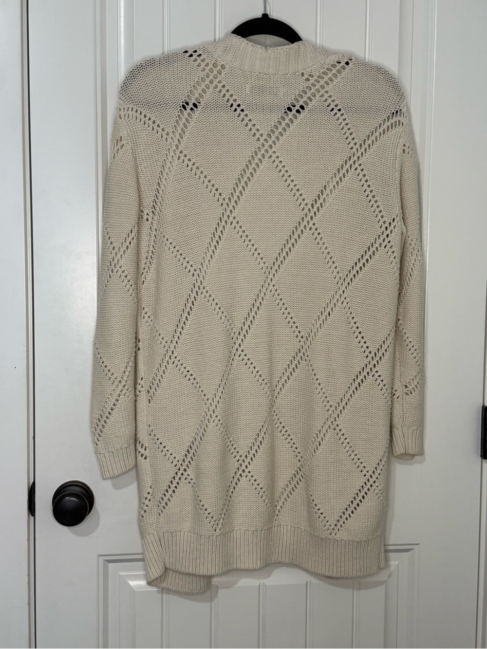 Sonoma Open-Front Diamond Pointelle Cardigan - Cream - Picture 4 of 6